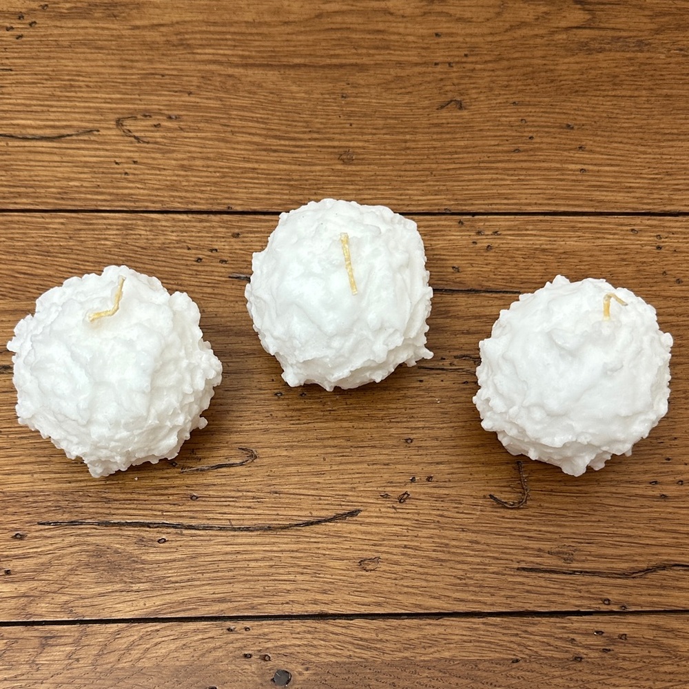 PartyLite Snowball White Textured Candles - 2” set of 3